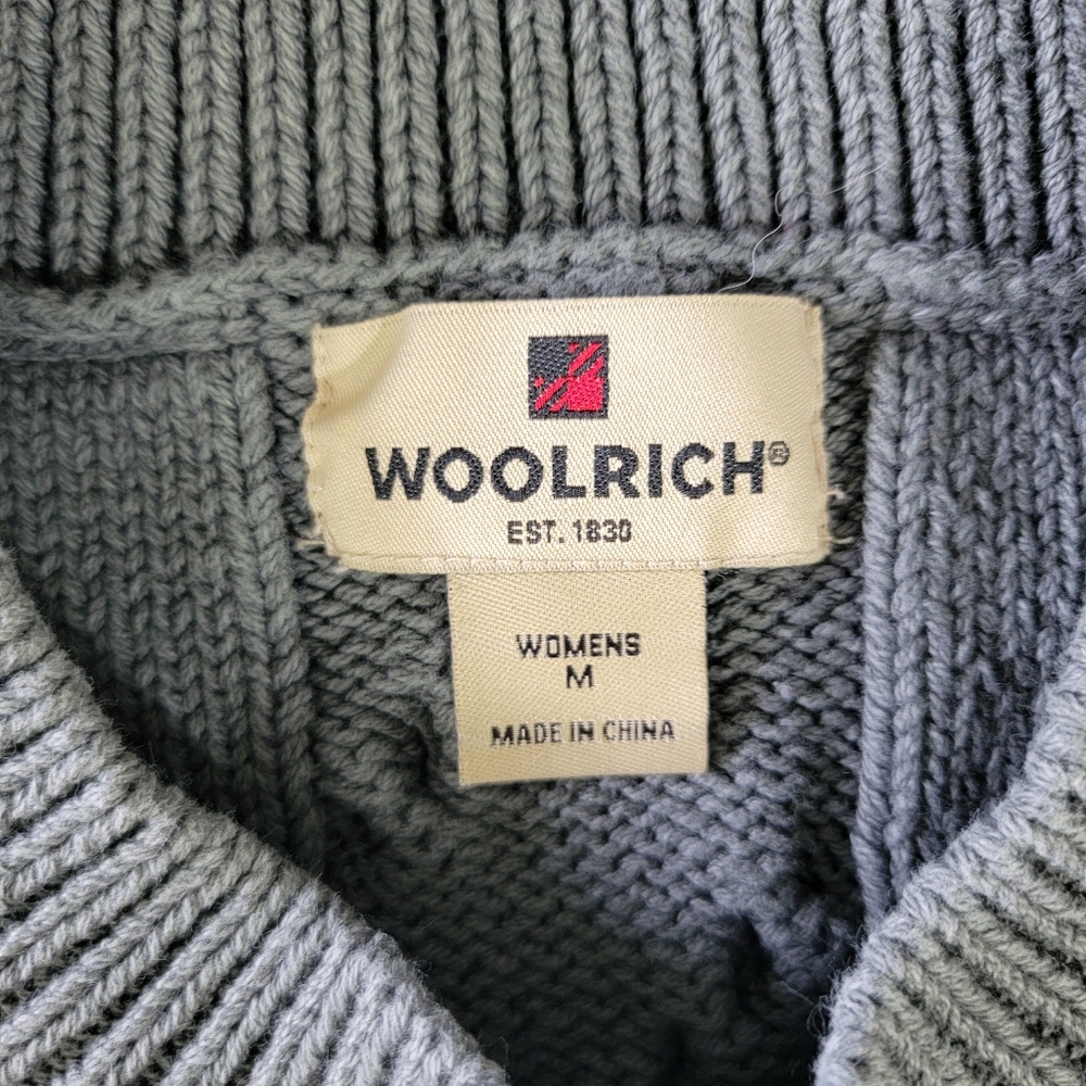 Woolrich 100% Cotton Women's Chunky Cable Knit Sweater Fall Winter Gray Size M - Picture 6 of 10